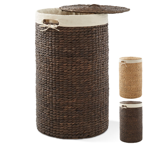 Round Laundry Hamper Basket with Lid and Removable Liner